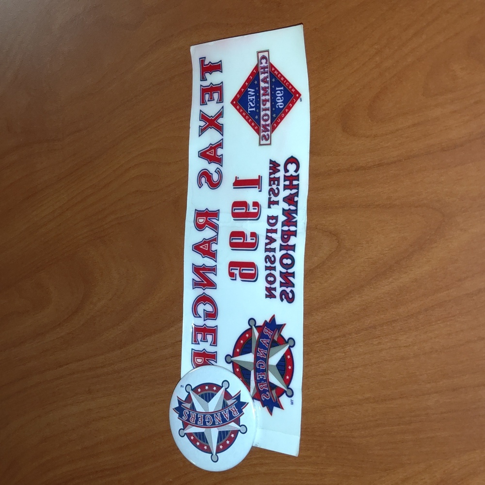 Texas Rangers  1996 American League West Division Champions Sticker Decal + Pin